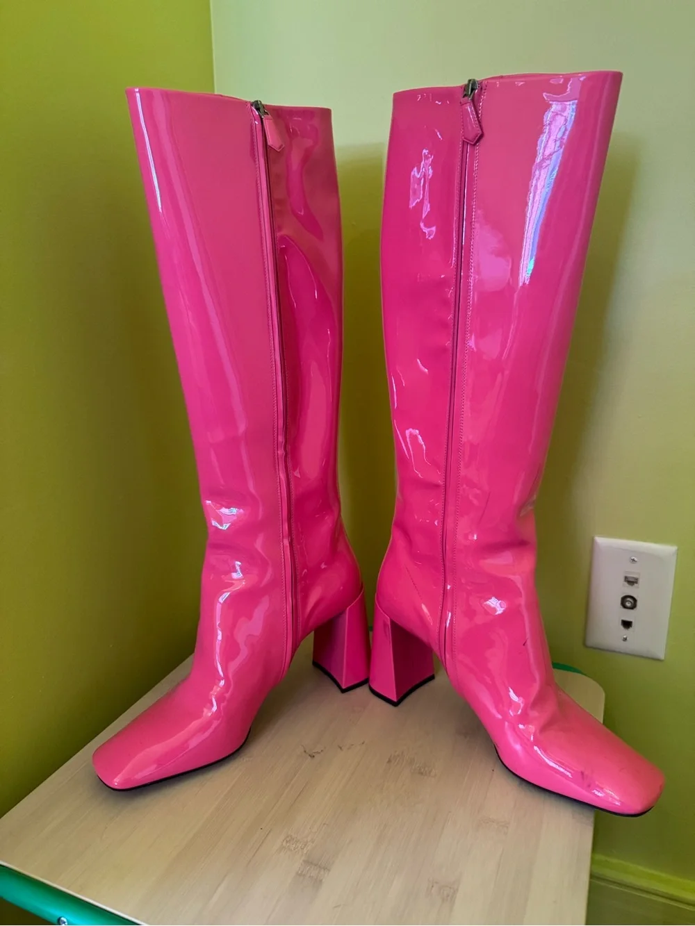 Prada Fuchsia Patent Leather Knee High Boots 💗